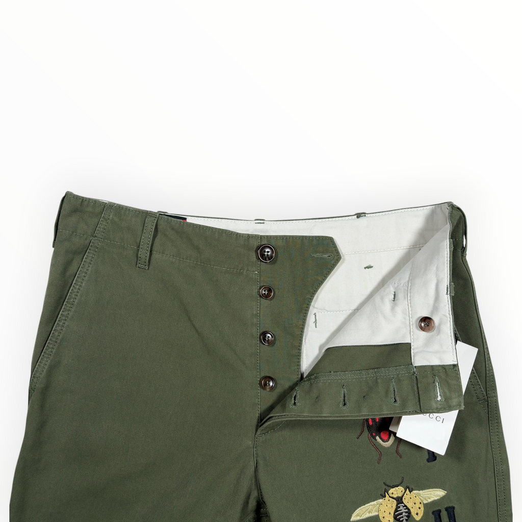 Gucci 2017 Embroidered Insect Chino Pants