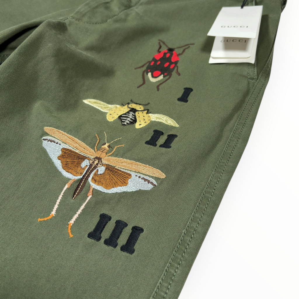 Gucci 2017 Embroidered Insect Chino Pants