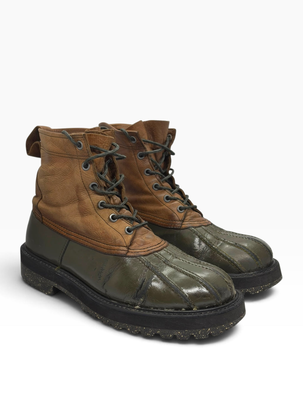 Undercover Olive & Tan Leather Duck Boots