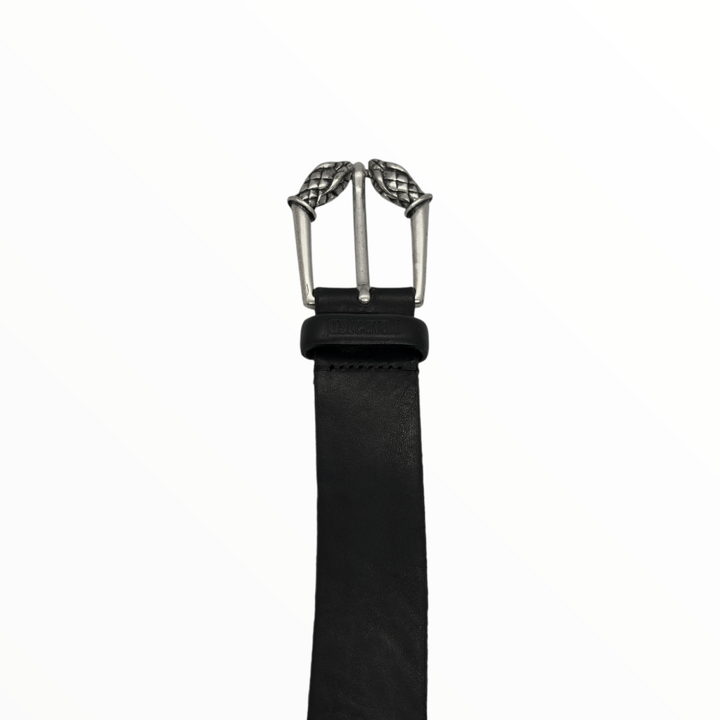 Just Cavalli Twin Snake Buckle Leather Belt