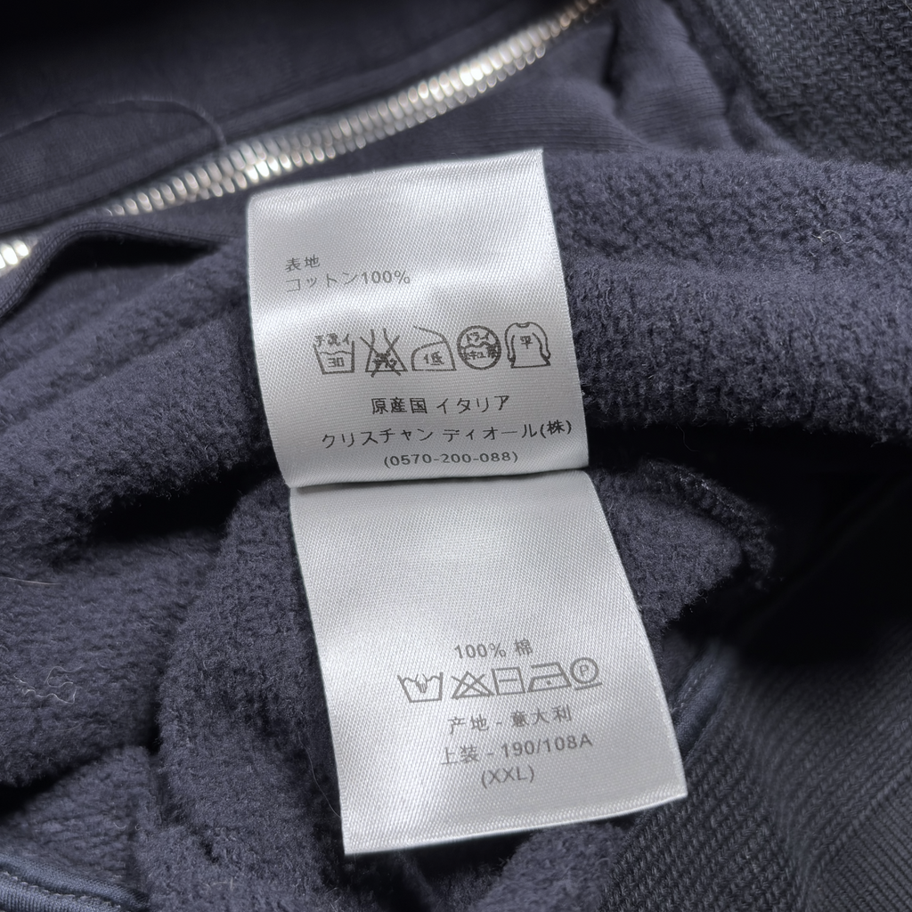 Dior 2015 Denim Yoke Bee-Embroidered Zip Hoodie