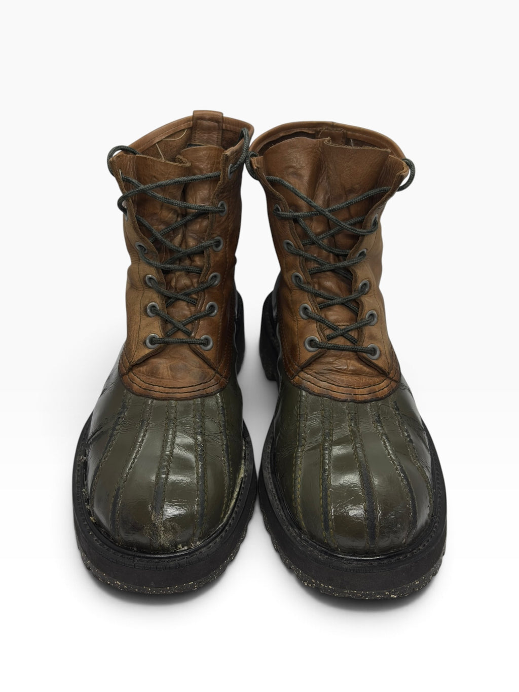 Undercover Olive & Tan Leather Duck Boots
