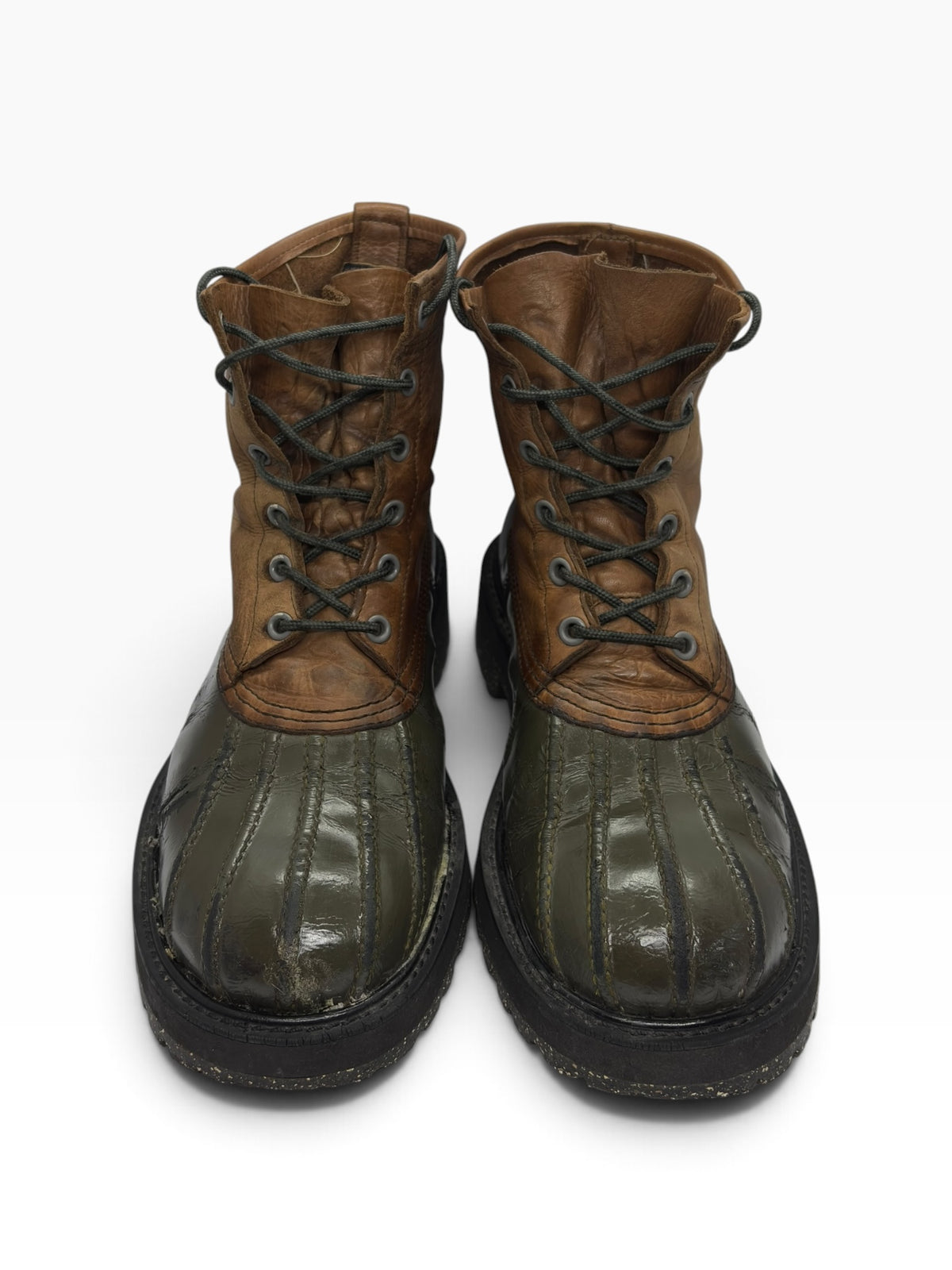 Undercover Olive & Tan Leather Duck Boots