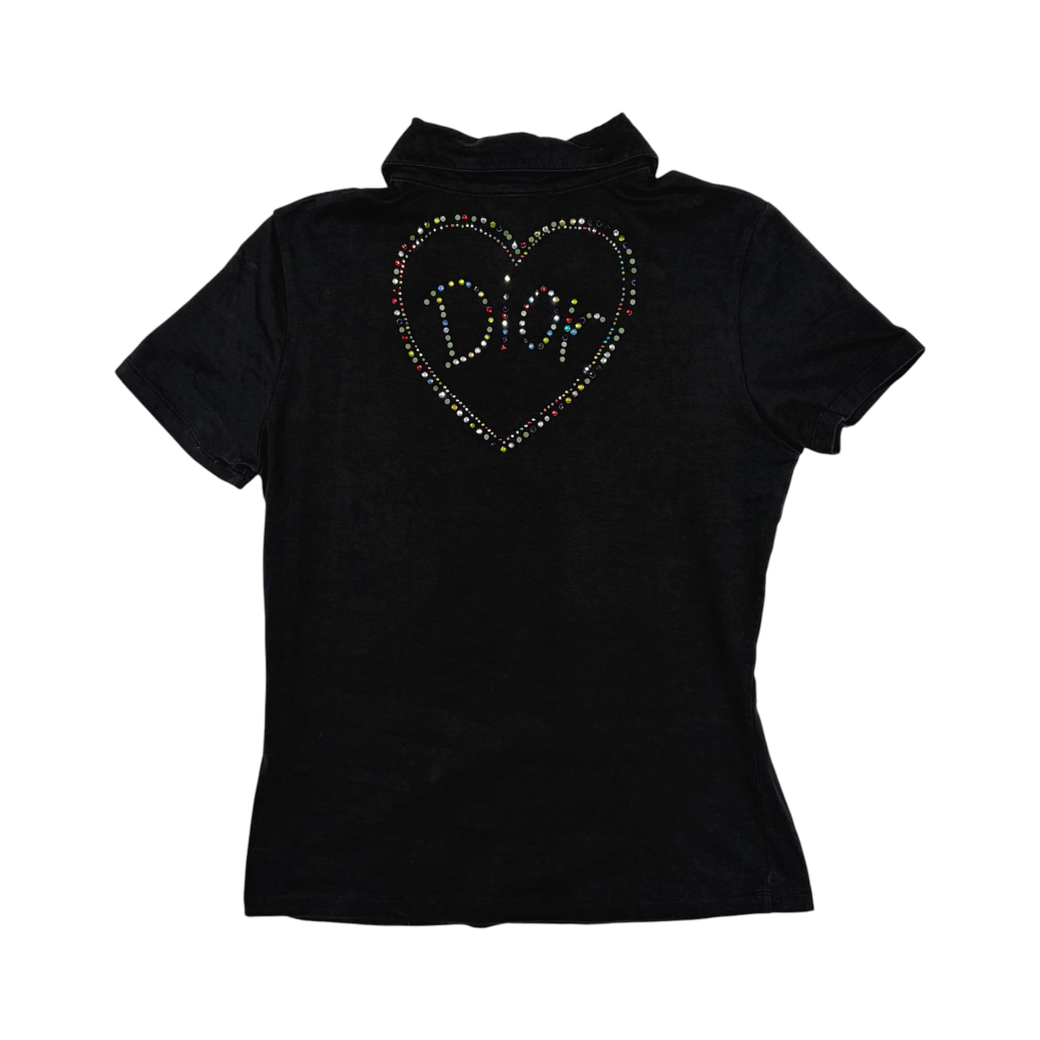 Christian Dior by John Galliano Rhinestone Heart Polo Shirt