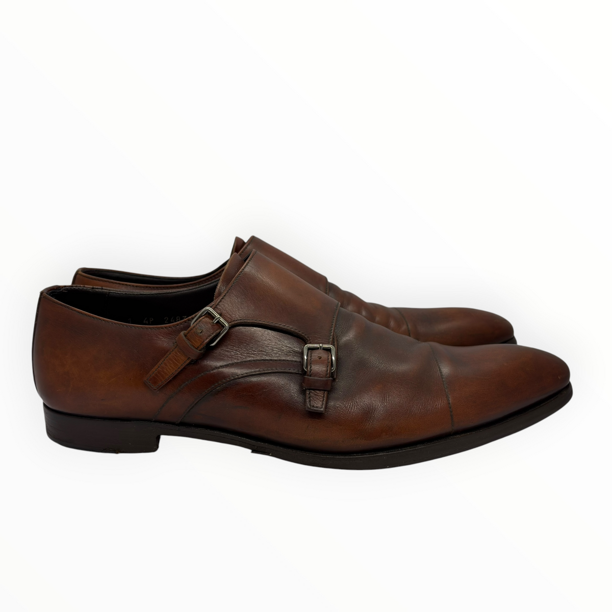 Prada Brown Leather Monk Strap Shoes