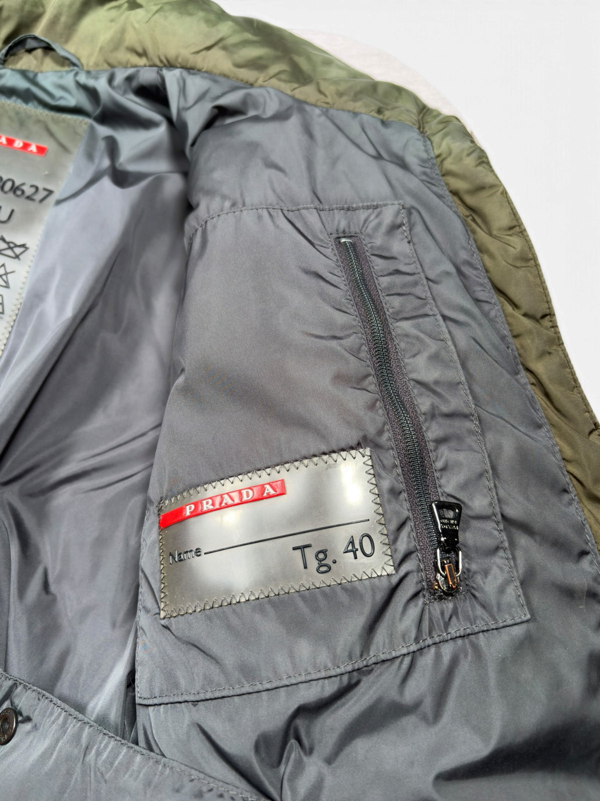 Prada Sport Olive Green Down Puffer Jacket