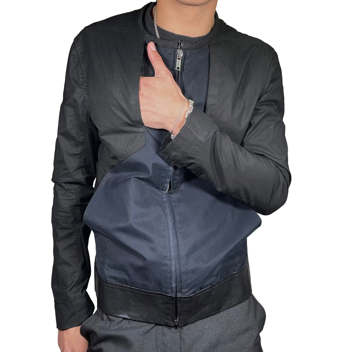 Rick Owens 2012 Bi-Color Velcro Panel Bomber Jacket
