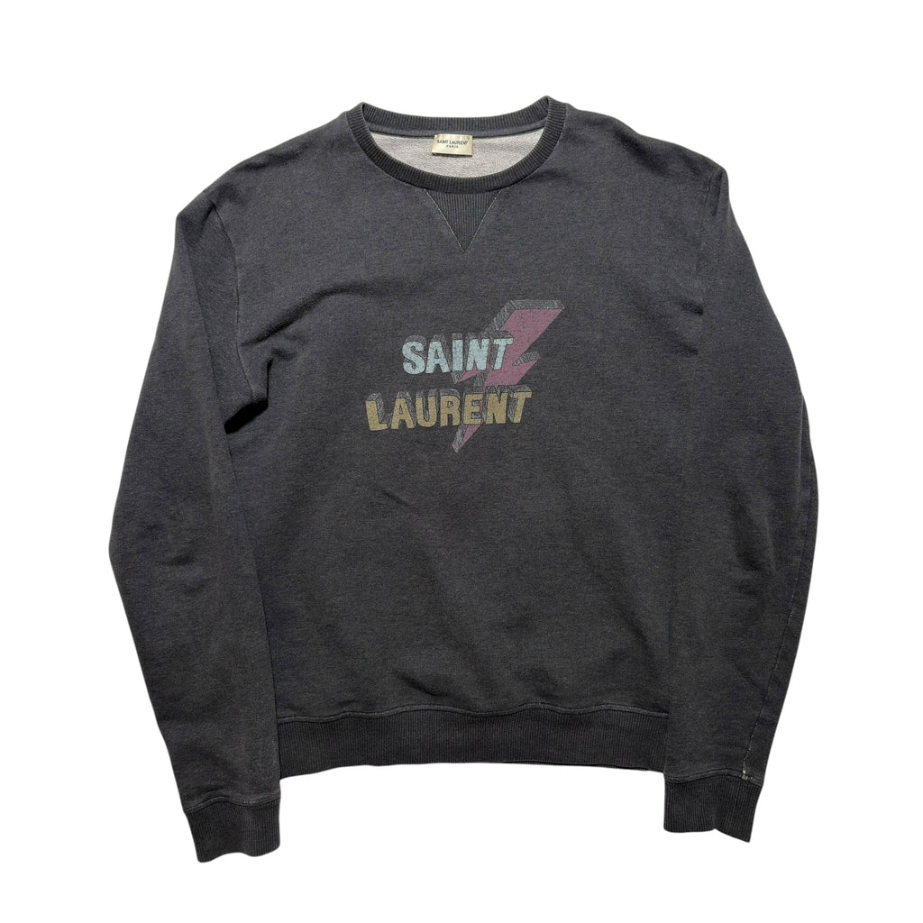 Saint Laurent Paris "Lightning Bolt" Graphic Crewneck Sweatshirt