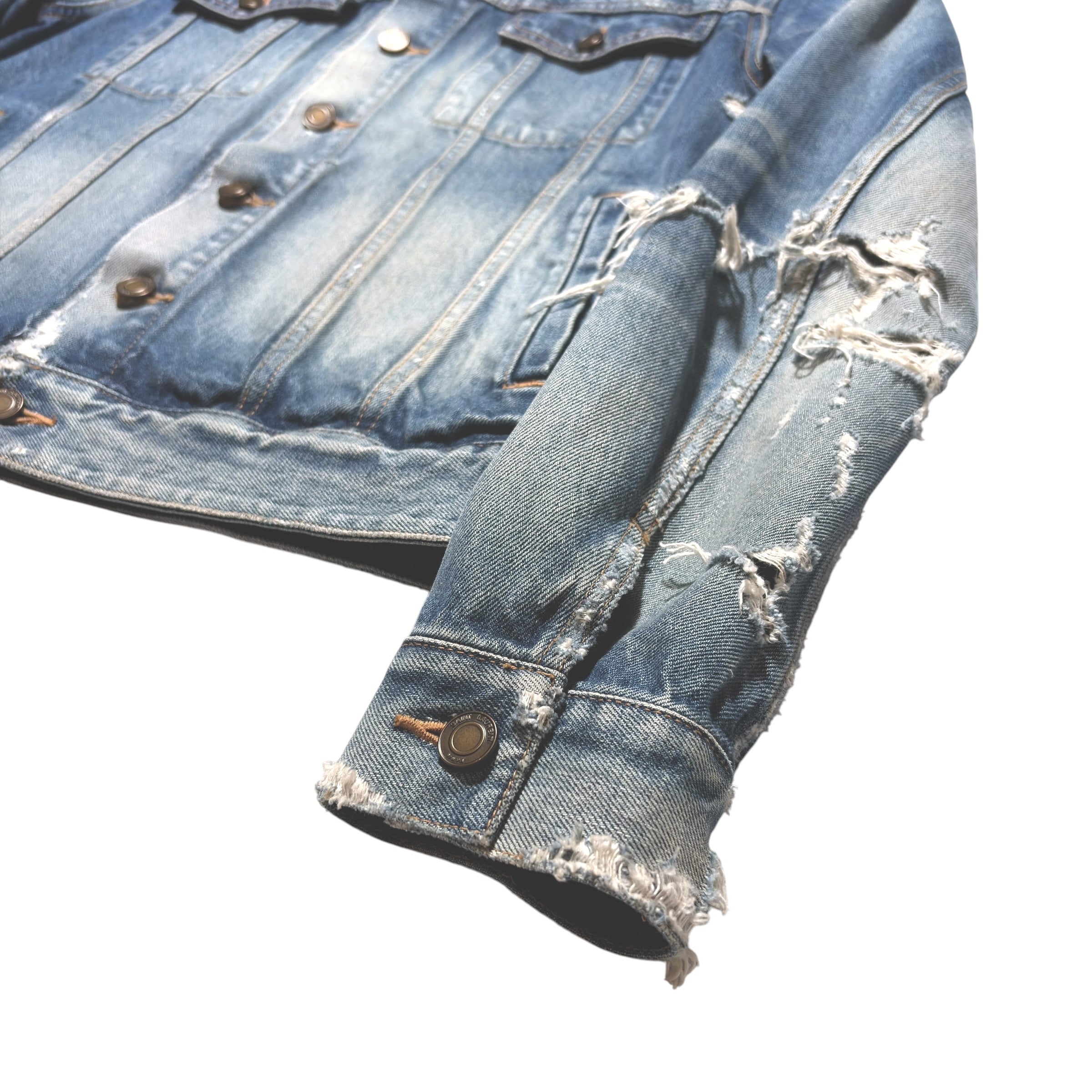 Saint Laurent Paris 2019 "Crash" Heavily Destroyed Denim Jacket