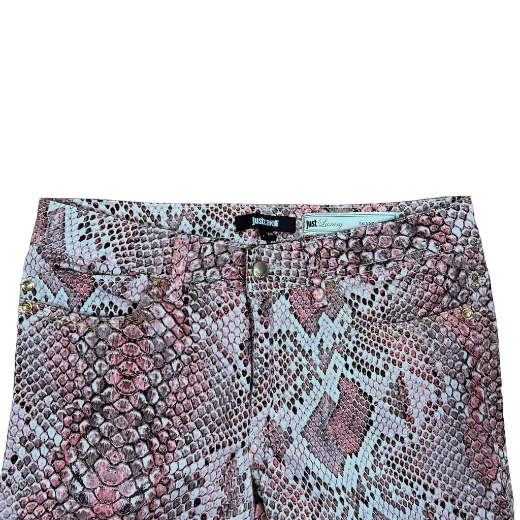 Just Cavalli Pink Python-Print Jeans