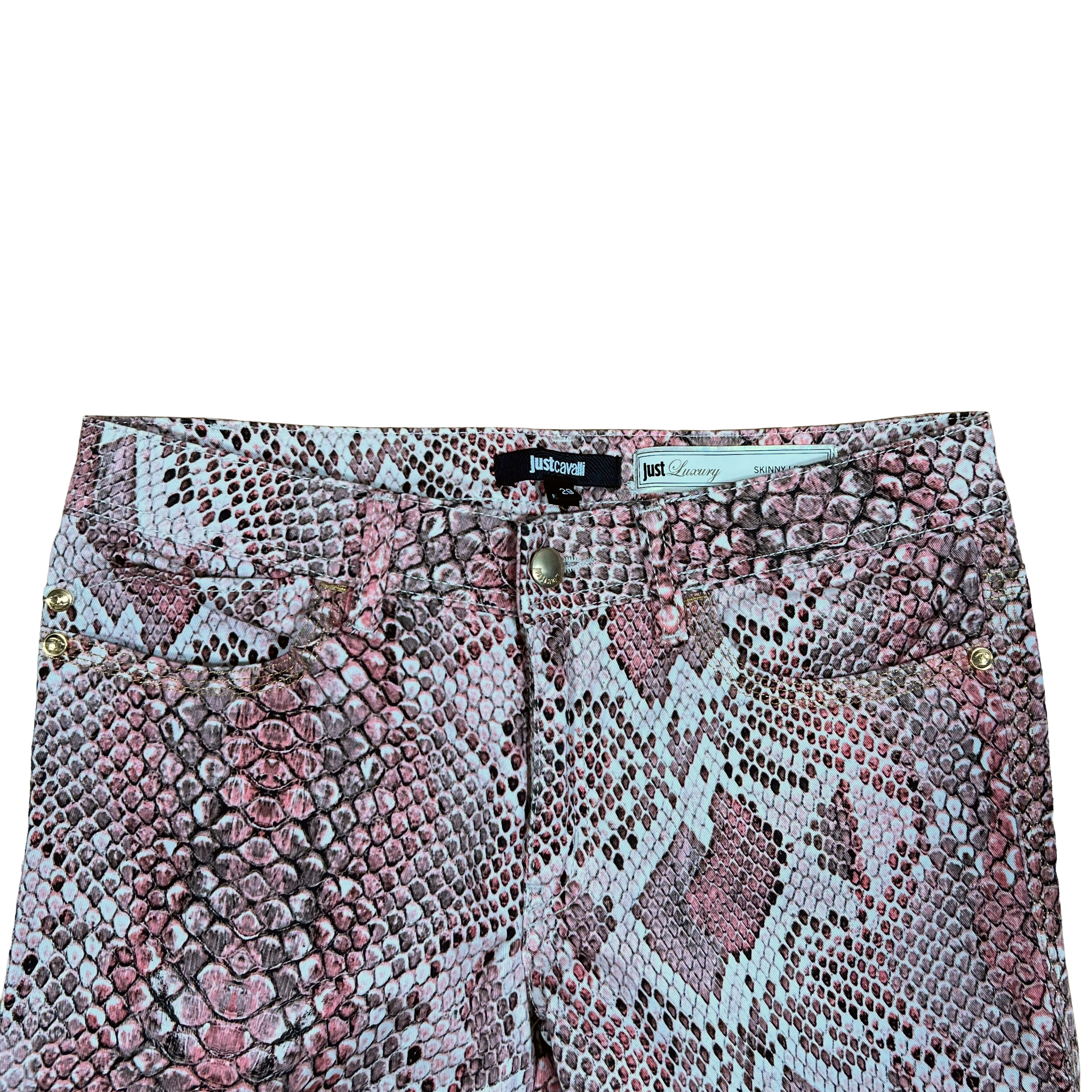 Just Cavalli Pink Python-Print Jeans