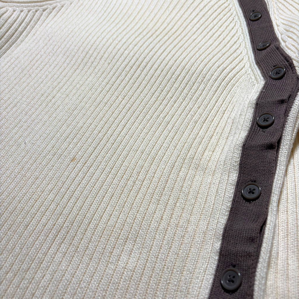 Armani Exchange Asymmetric Button Ribbed Knit Sweater