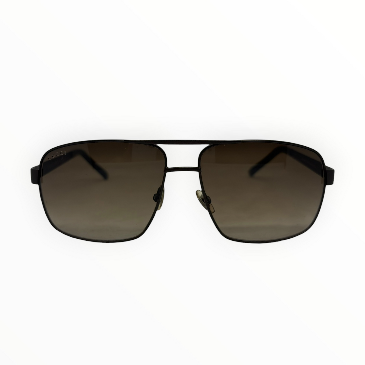Gucci Vintage Dark Brown Metal Shield Aviator Sunglasses