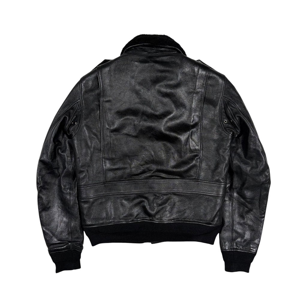 Saint Laurent Paris FW15 Shearling-Lined Leather Flight Jacket