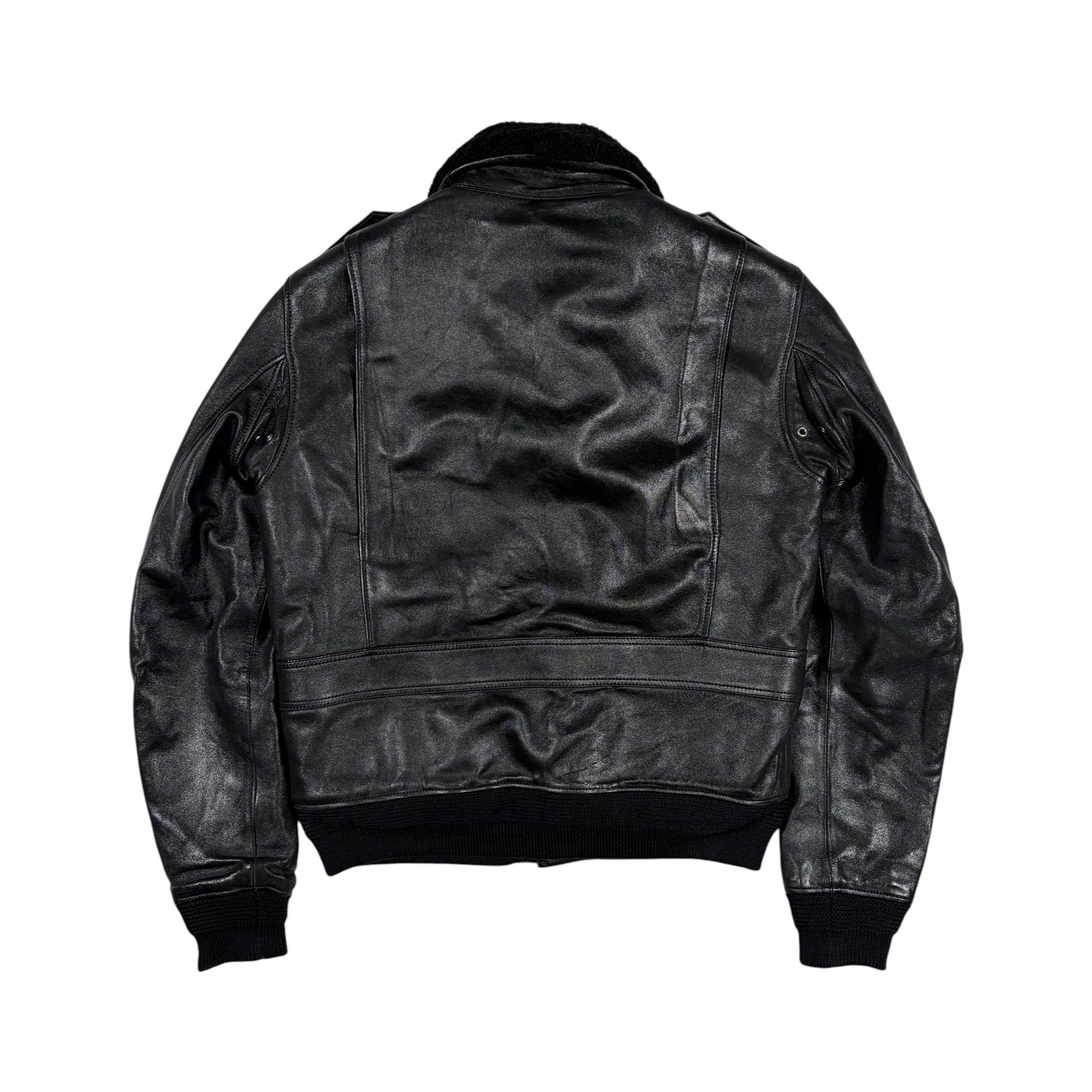 Saint Laurent Paris FW15 Shearling-Lined Leather Flight Jacket