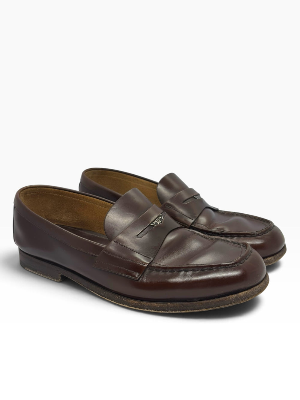 Prada 00s Logo Leather Loafers
