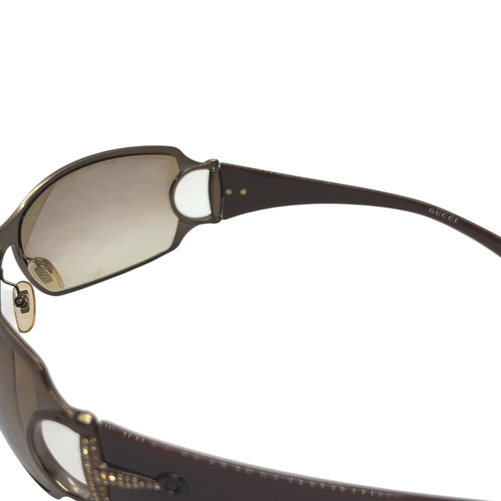 Gucci Rhinestone Horsebit Shield Sunglasses