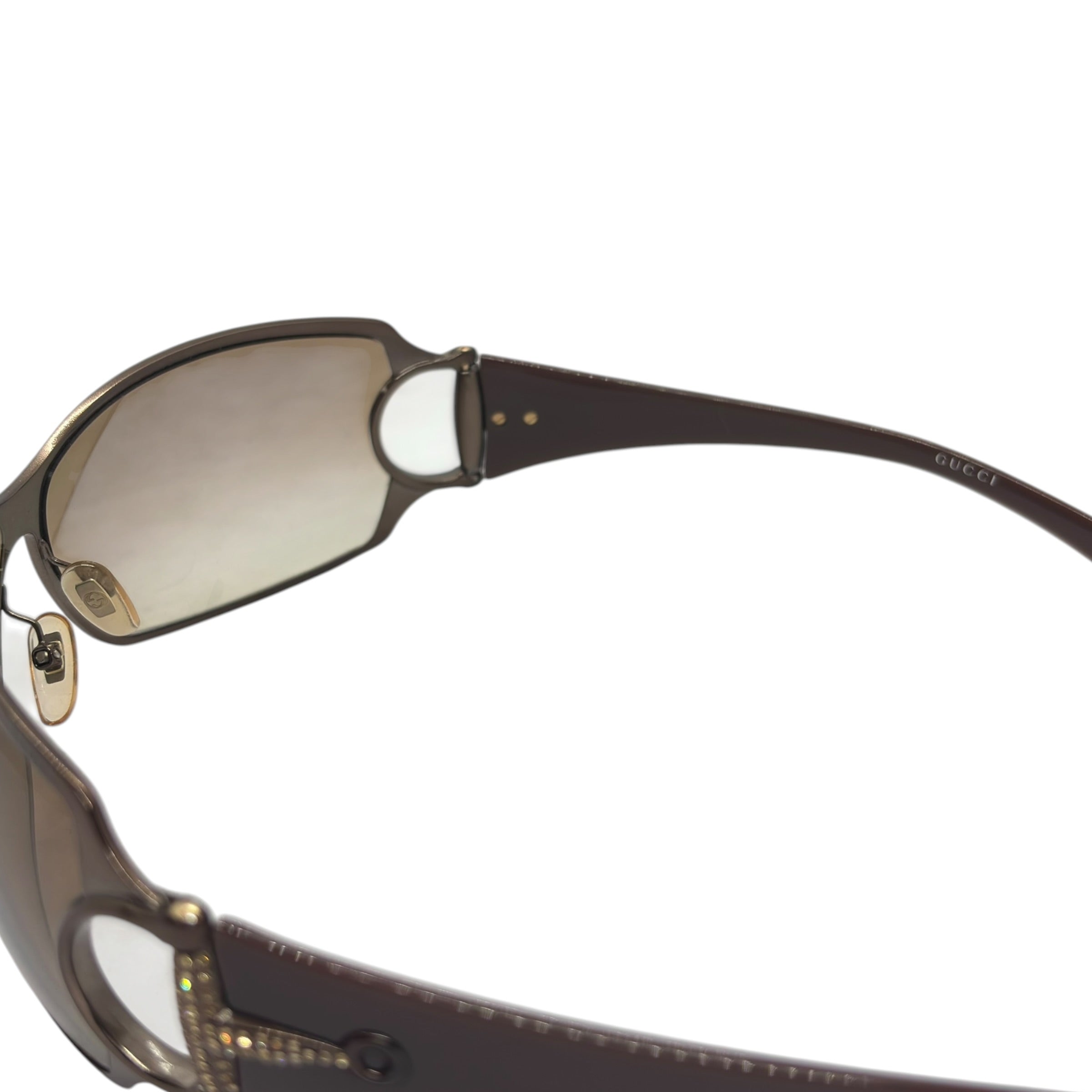 Gucci Rhinestone Horsebit Shield Sunglasses