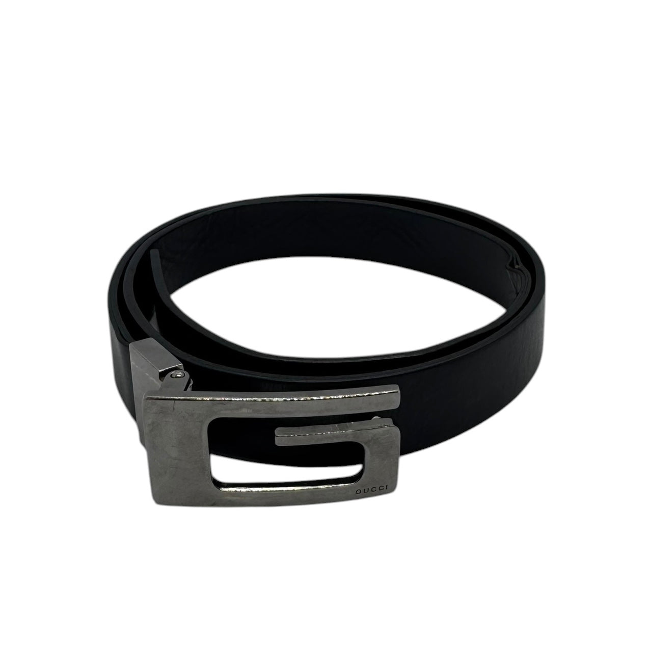 Gucci ”Tom Ford” Interlocking G Silver Buckle Leather Belt
