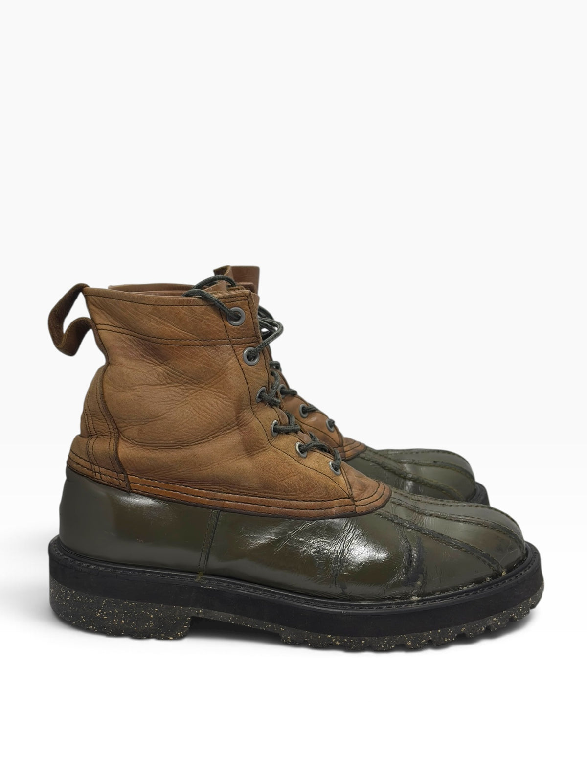 Undercover Olive & Tan Leather Duck Boots