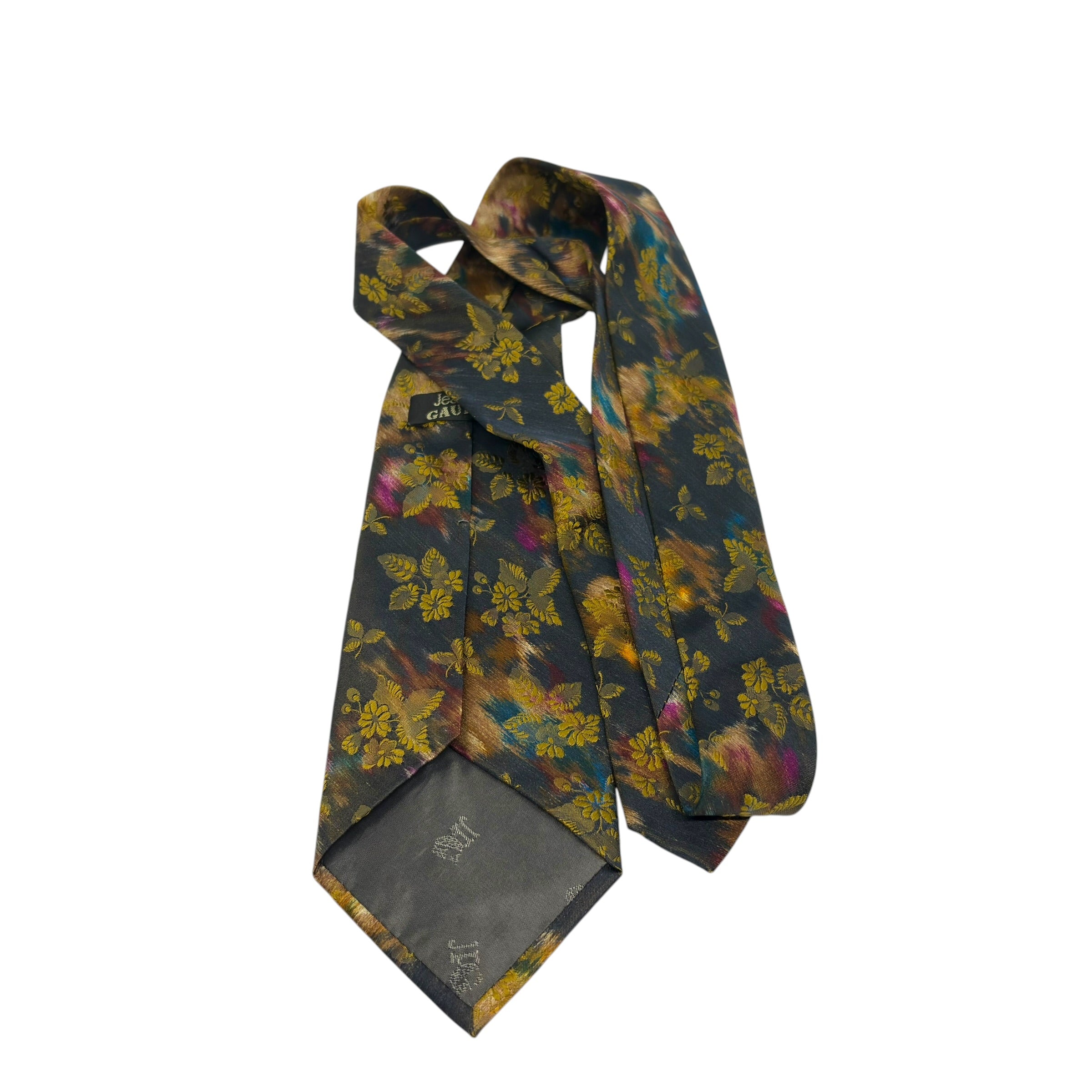 Jean Paul Gaultier Vintage Abstract Floral Silk Tie