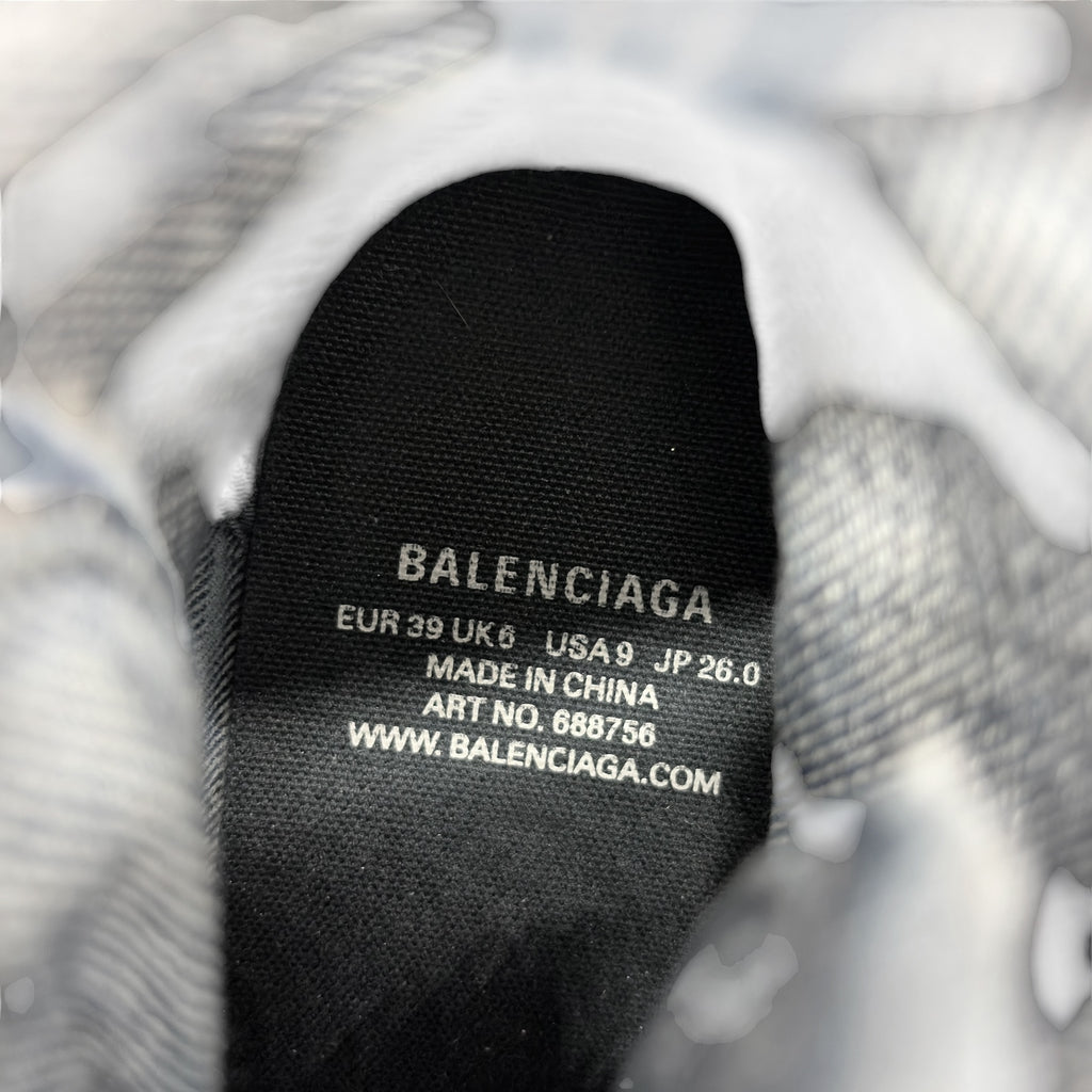 Balenciaga Paris High-Top Distressed Denim Sneakers