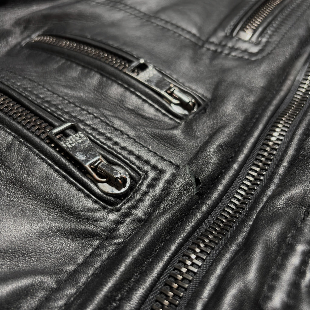 Dolce & Gabbana Multi-Zip Pocket Lambskin Leather Flight Bomber Jacket