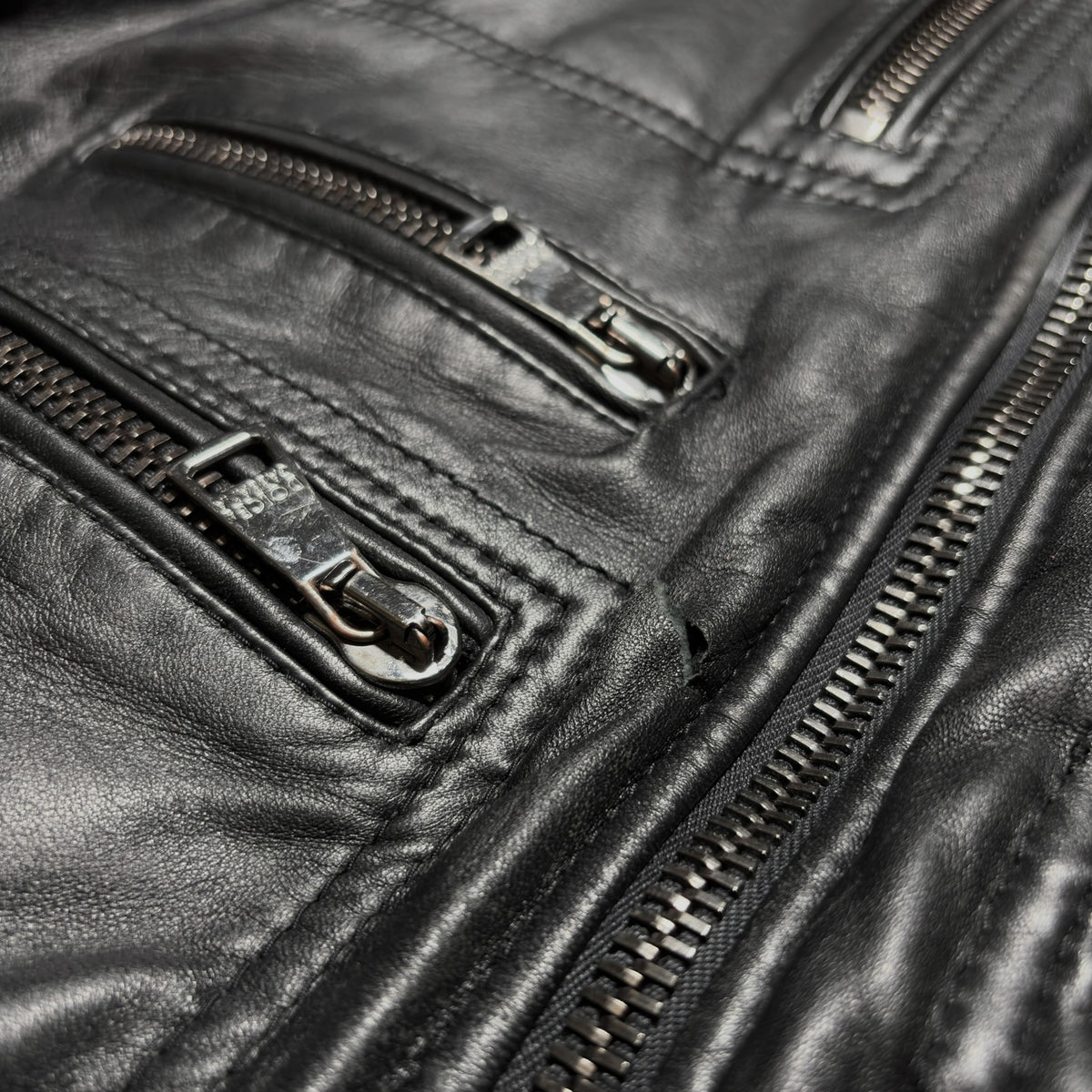 Dolce & Gabbana Multi-Zip Pocket Lambskin Leather Flight Bomber Jacket