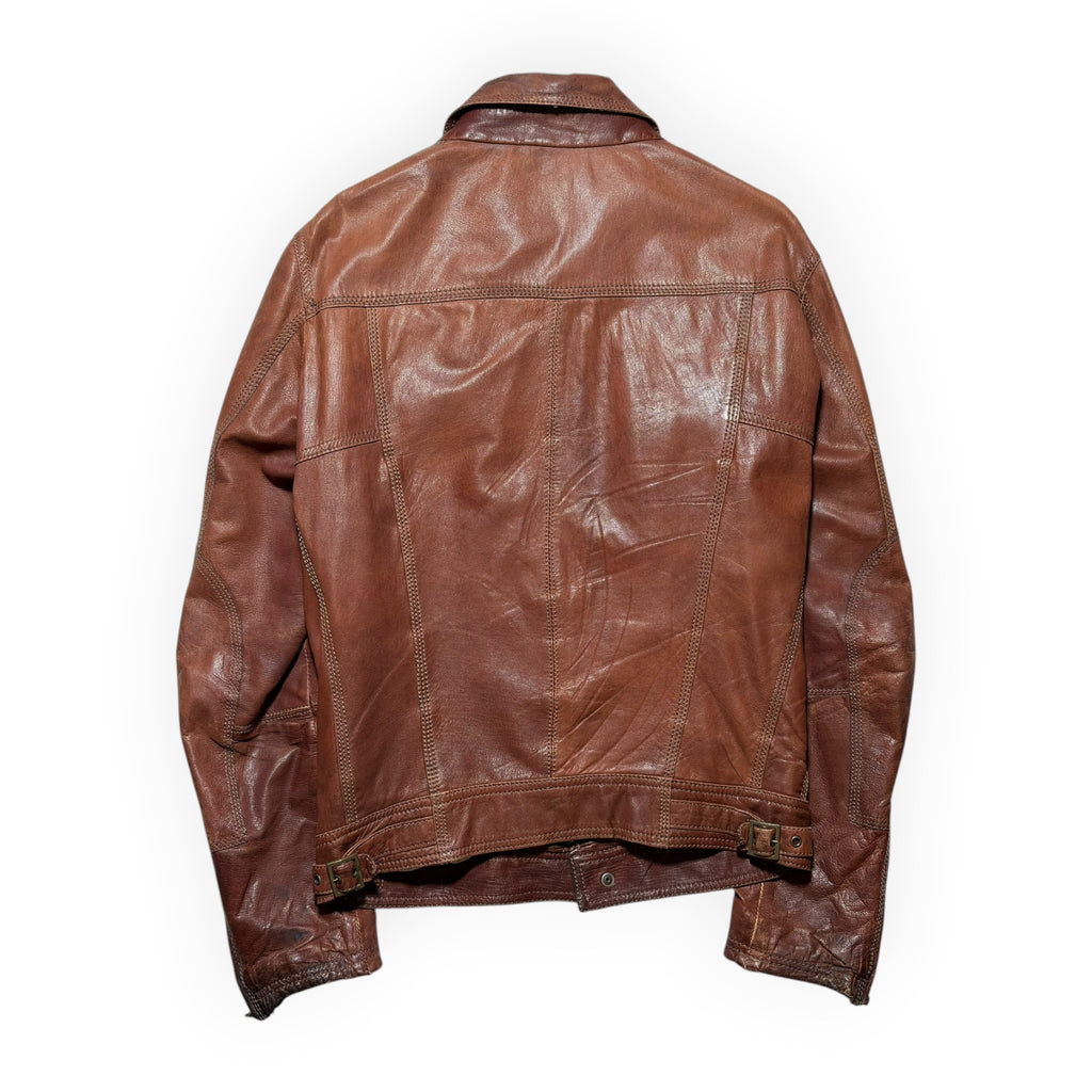 Dolce & Gabbana Vintage Brown Lambskin Leather Multi-Pocket Jacket