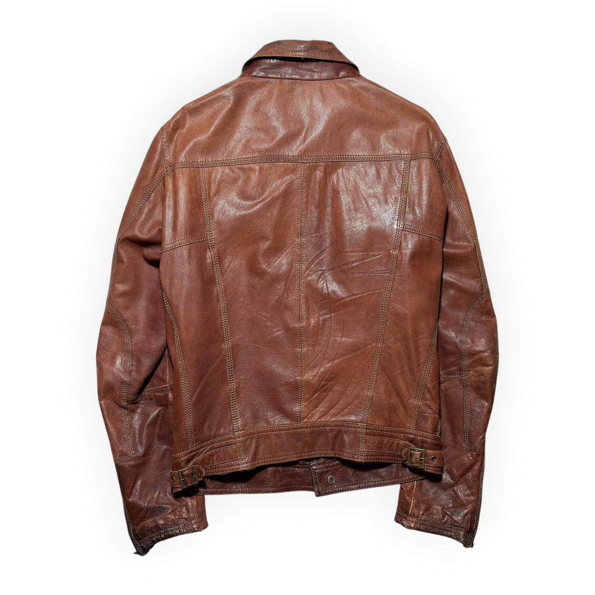 Dolce & Gabbana Vintage Brown Lambskin Leather Multi-Pocket Jacket