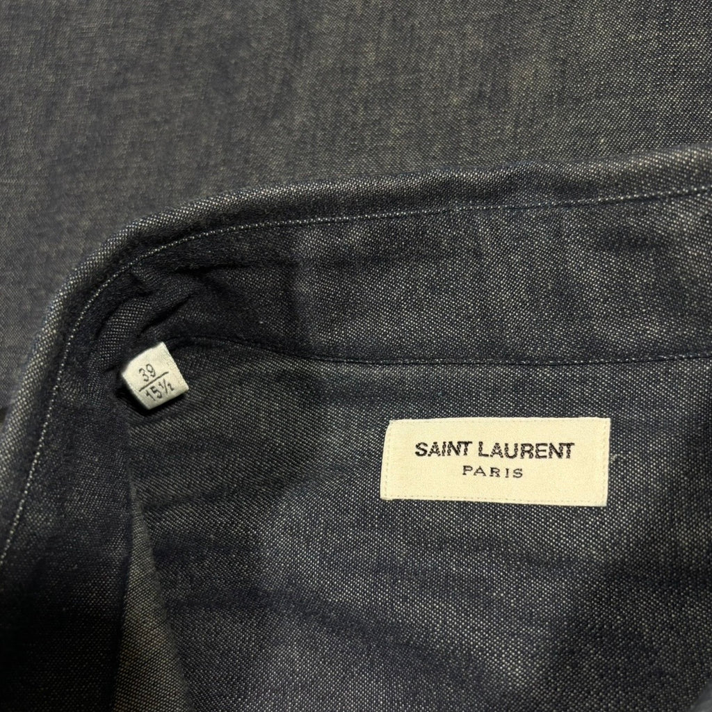 Saint Laurent Paris SS13 Leather Yoke Denim Western Shirt