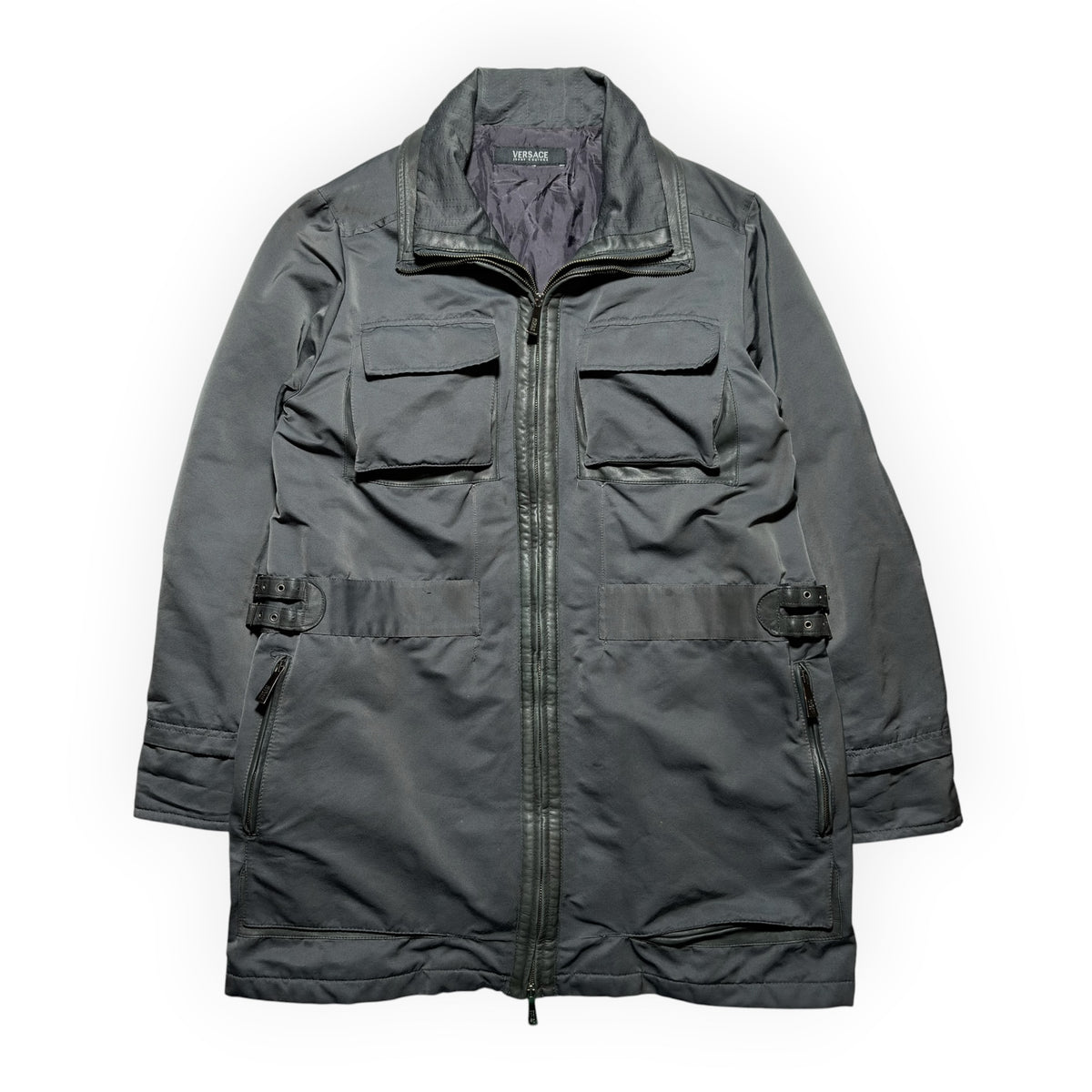 Versace Jeans Couture Leather-Trimmed Buckled Utility Parka