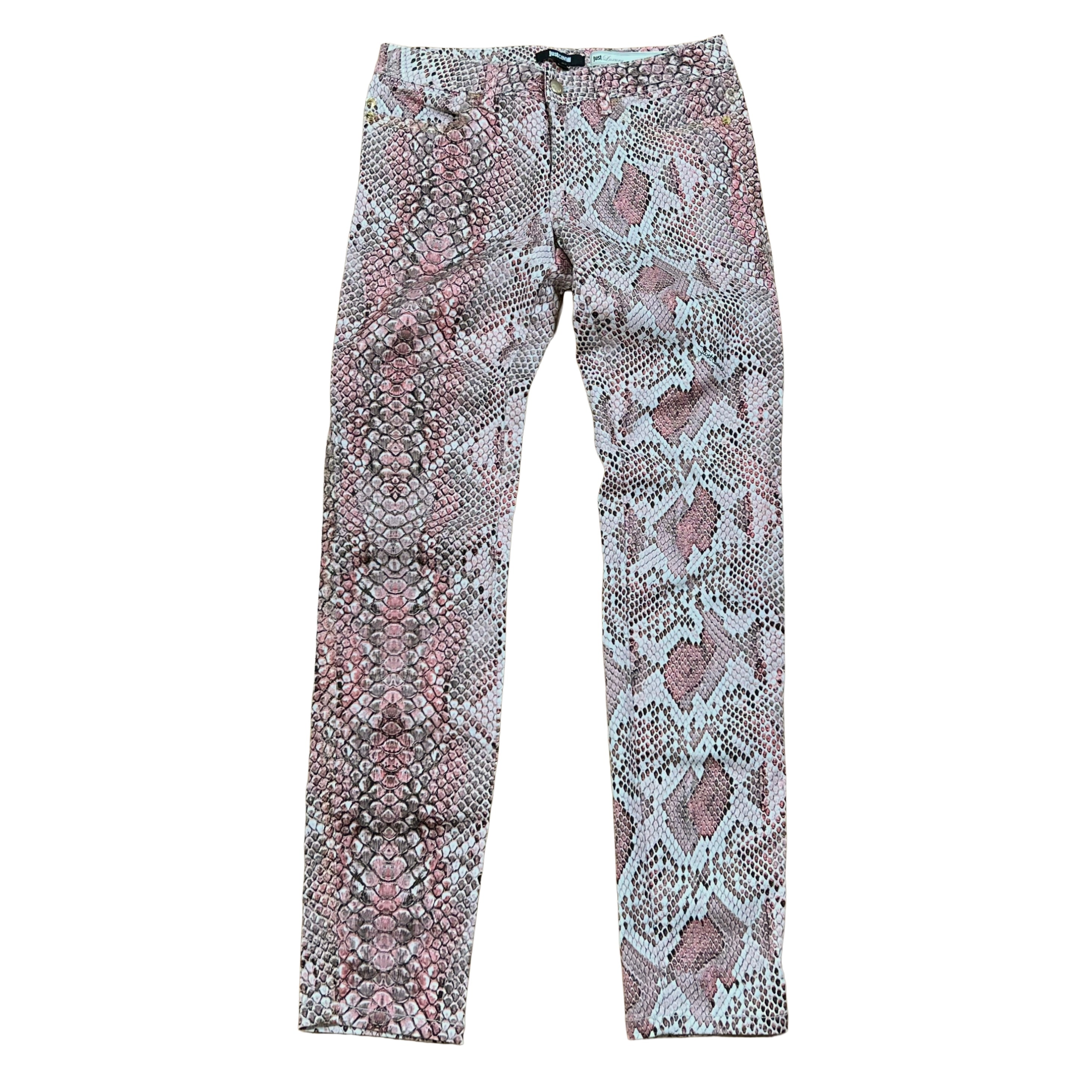 Just Cavalli Pink Python-Print Jeans