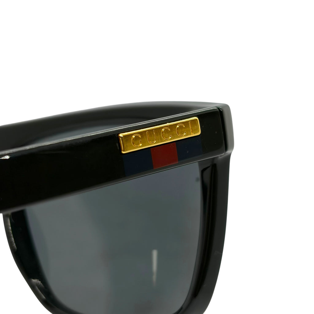Gucci Web Detail Flat-Top Square Sunglasses