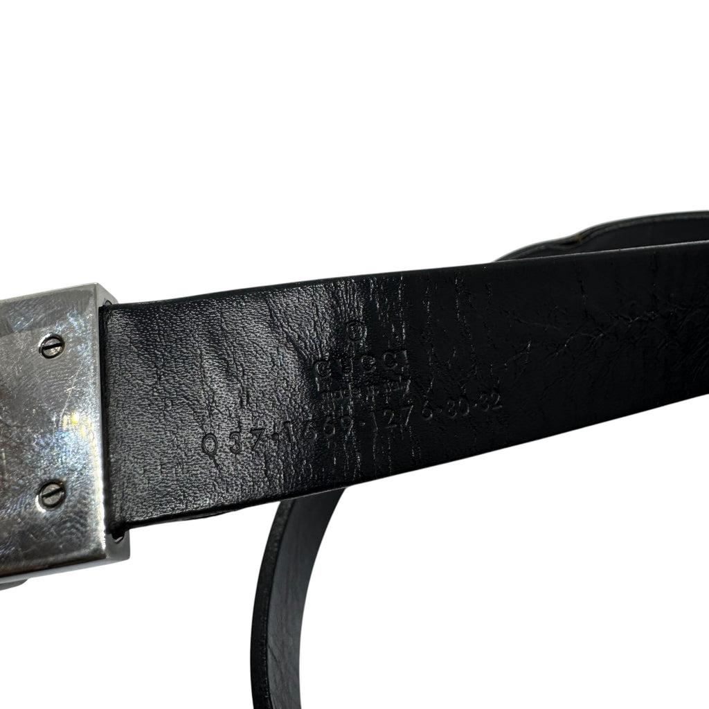 Gucci ”Tom Ford” Interlocking G Silver Buckle Leather Belt