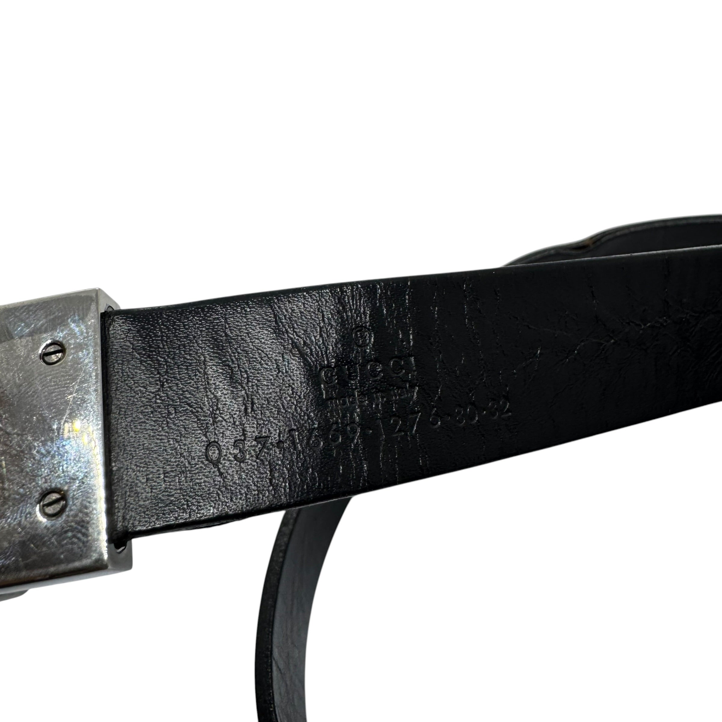 Gucci ”Tom Ford” Interlocking G Silver Buckle Leather Belt