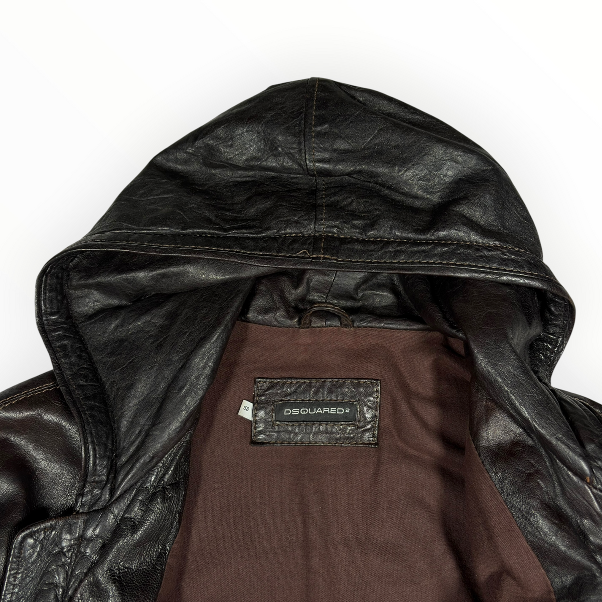 Dsquared2 00s Hooded Leather Bomber Jacket