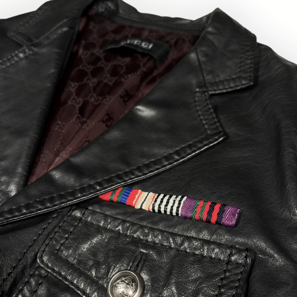Gucci Leather Military Safari Field Jacket