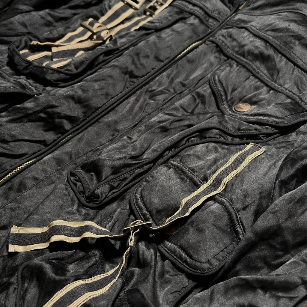 Just Cavalli AW05 Multi-Pocket Strapped Silk Bomber Jacket