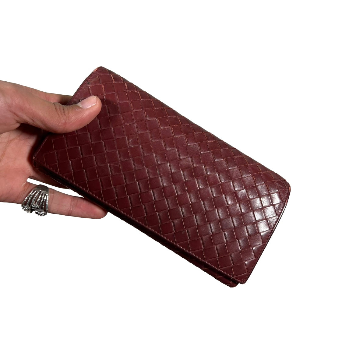 Bottega Veneta Burgundy Intrecciato Flap Wallet
