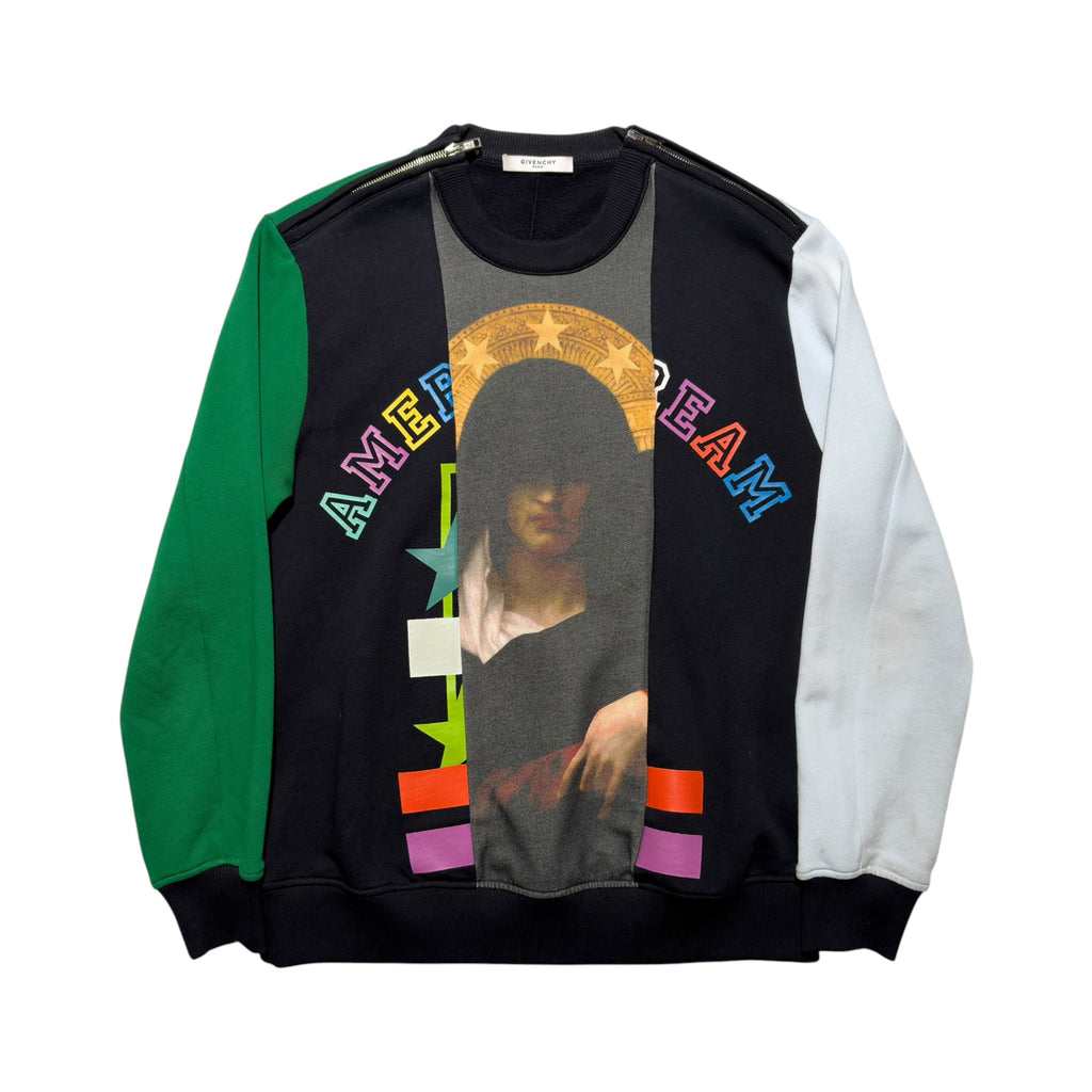 Givenchy by Riccardo Tisci "American Dream" Madonna Patchwork Zip-Shoulder Sweatshirt