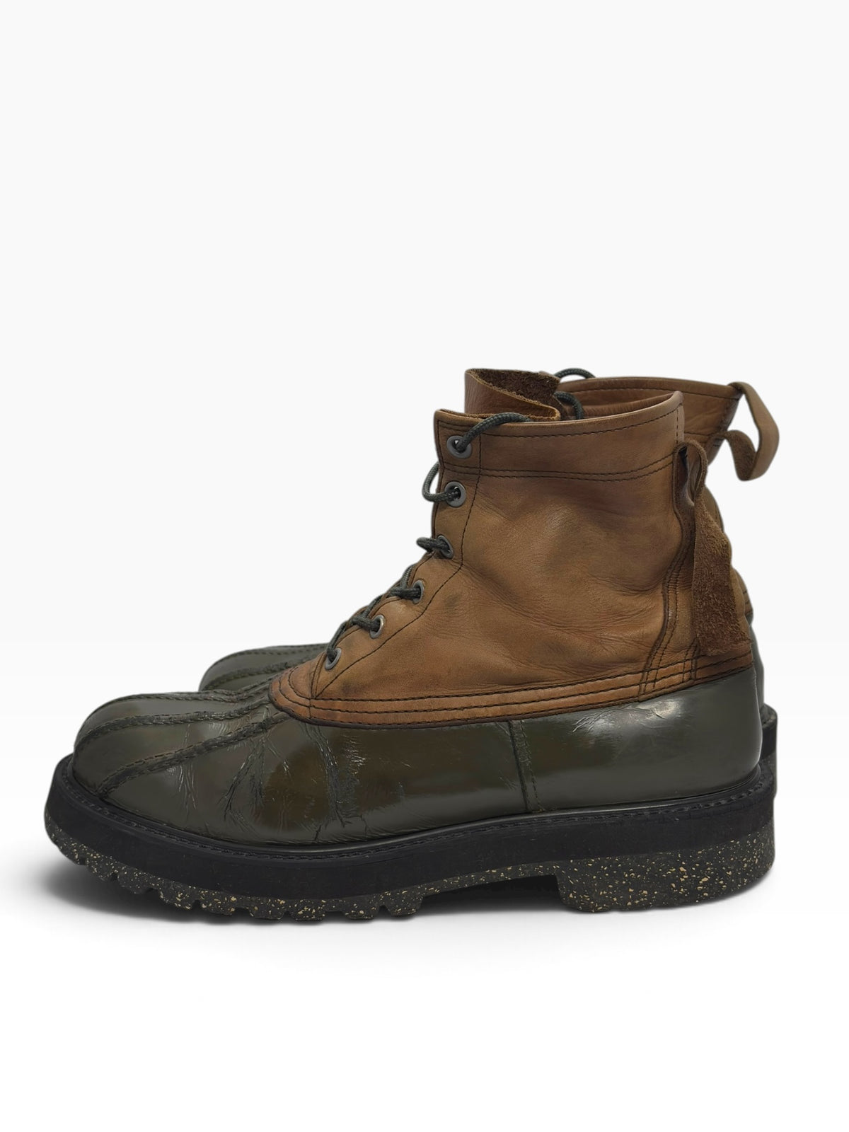 Undercover Olive & Tan Leather Duck Boots
