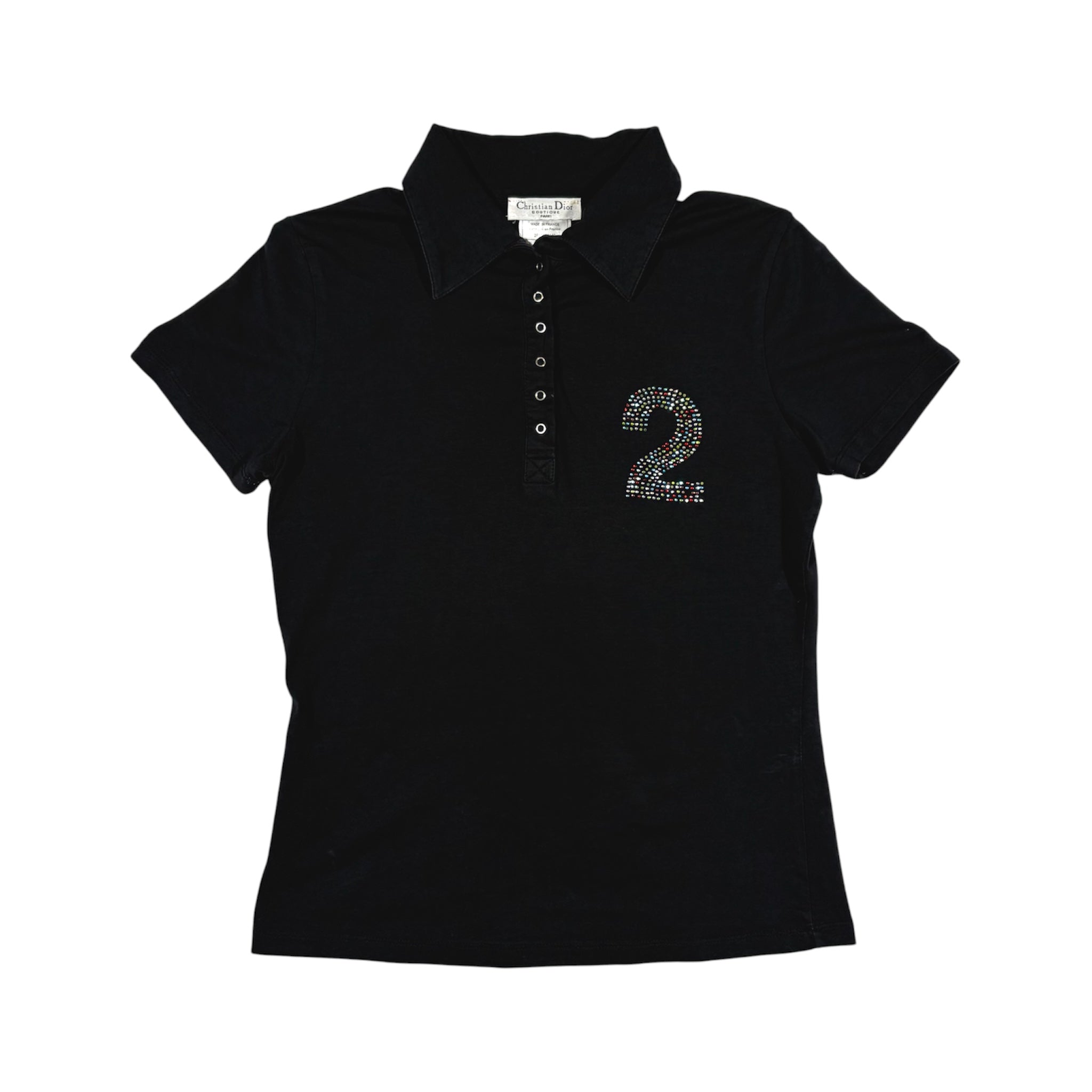 Christian Dior by John Galliano Rhinestone Heart Polo Shirt