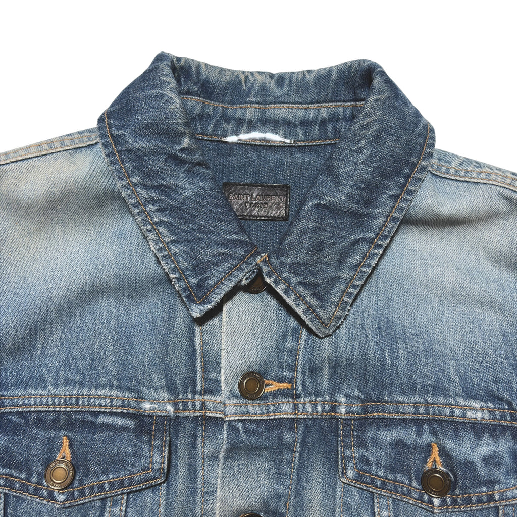 Saint Laurent Paris 2019 "Crash" Heavily Destroyed Denim Jacket