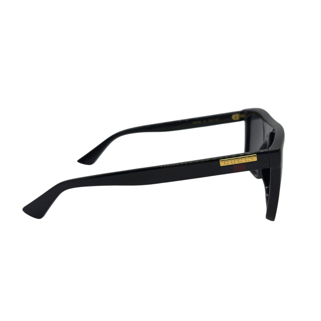 Gucci Web Detail Flat-Top Square Sunglasses