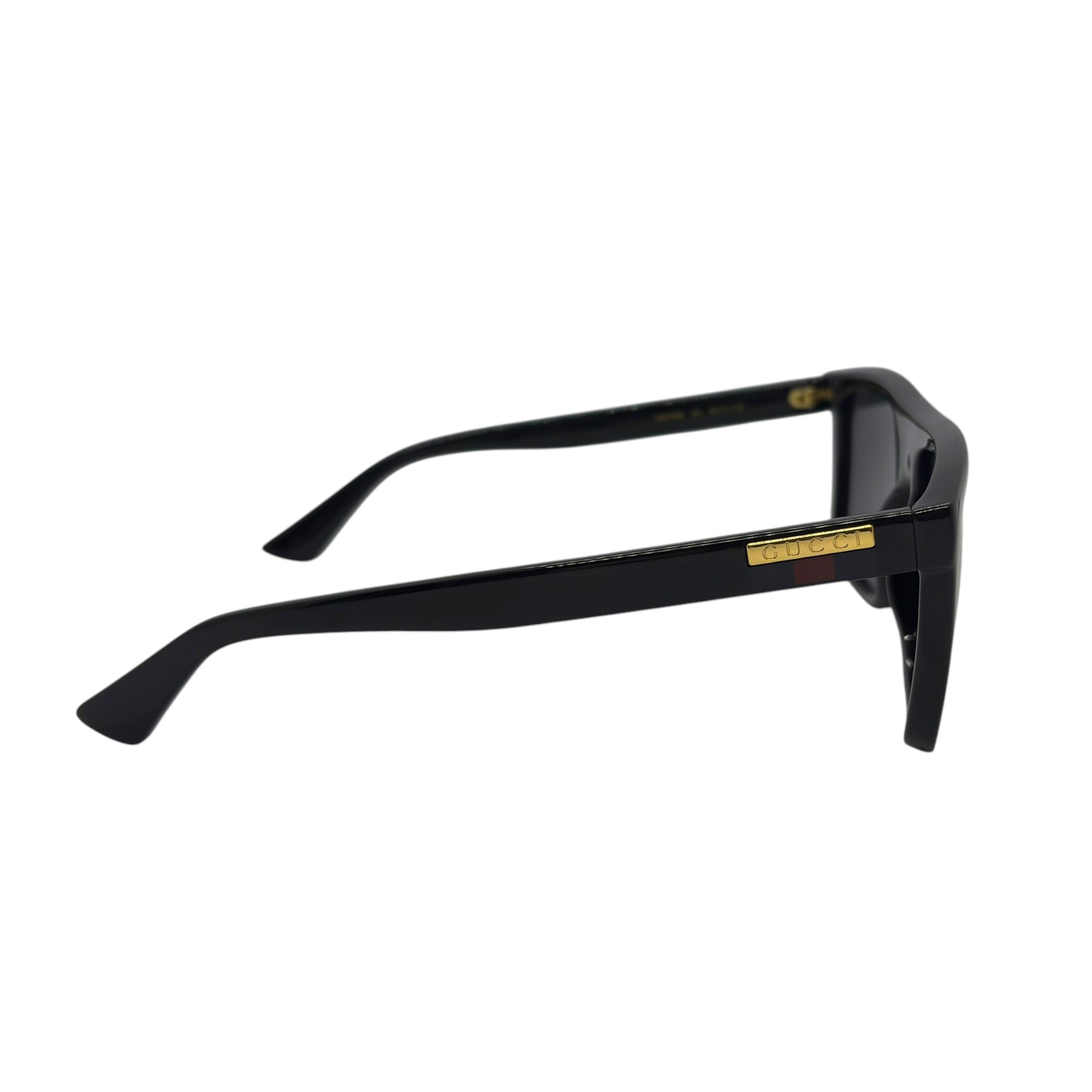 Gucci Web Detail Flat-Top Square Sunglasses