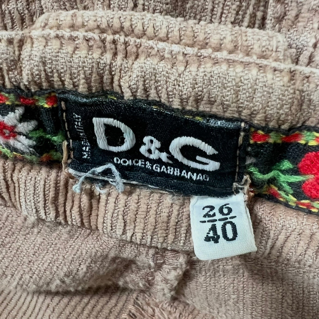 Dolce & Gabbana Floral Trim Corduroy Cargo Trousers