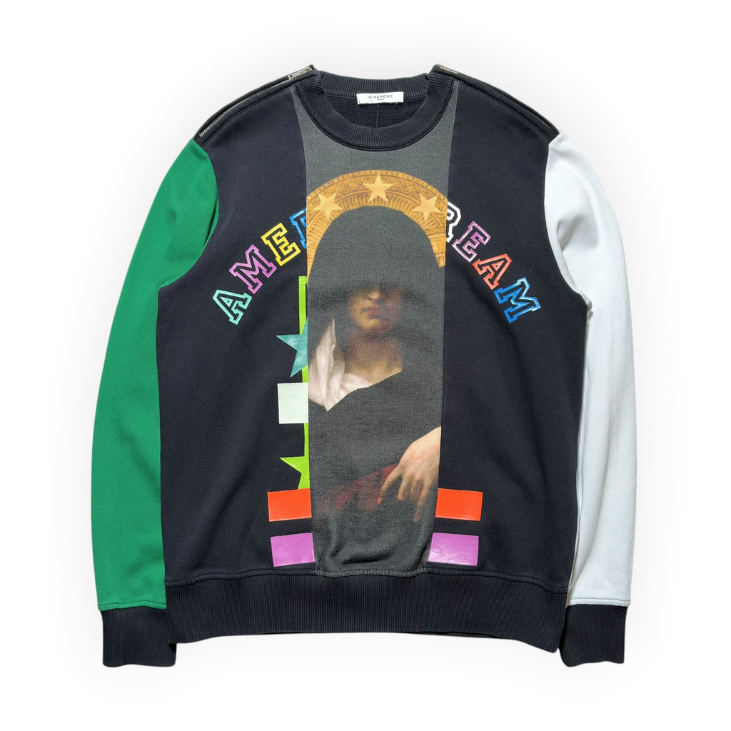 Givenchy by Riccardo Tisci "American Dream" Madonna Patchwork Zip-Shoulder Sweatshirt