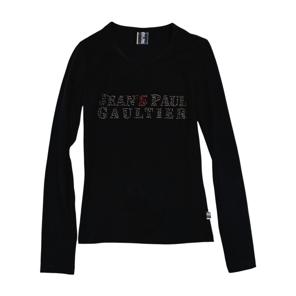 Jean's Paul Gaultier Rhinestone Logo Long Sleeve