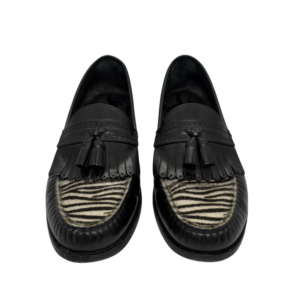 Celine Zebra Calf-Hair Tassel Kiltie Loafers